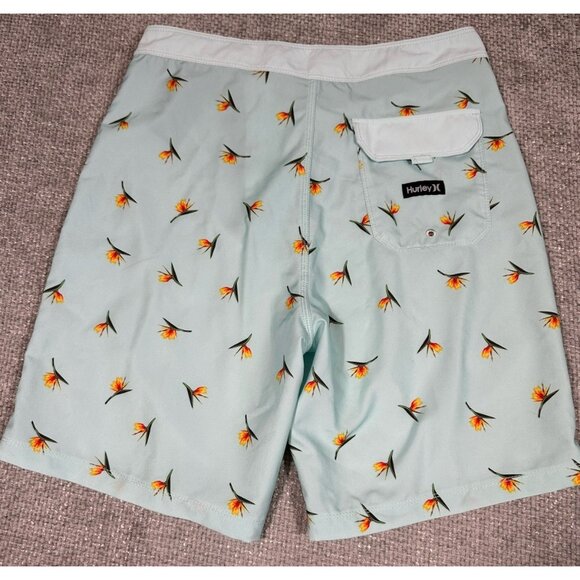 Hurley Board Shorts Mens 29 Green Birds Of Paradise Tropical Surf Beach‎ - Picture 2 of 8